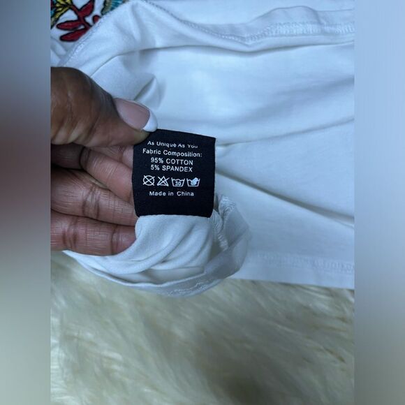 Delila Texas Mineral Wash Floral Embroidered Patchwork Short Sleeve Shirt Sz XL - Picture 5 of 10